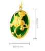 Ouro incrustado oval de jade verde o mítico pingente de colar de charme de animal selvagem (máx.)
