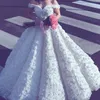 2017 Disse Mhamad Vestidos De Casamento Bonita Sexy Fora Do Ombro 3D-Floral Apliques De Charme Vestidos De Noiva Mais Recente Moda A Linha De Vestidos De Noiva