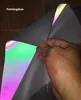 135 cm * 50 cm Noc Kolorowe Sygnał ruchu Iidystorek Odblaskowe Skórzane Tkaniny Osobowość Rainbow Tape Torby Odzież Buty Materiał