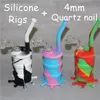 Narguilés colorés Bongs en silicone avec des conduites d'eau en silicone à tige inférieure en verre dab rig joint de 14 mm tout clair 4 mm d'épaisseur 14 mm