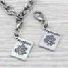 MIC .100pcs/ lot Dangle Ancient silver Alloy Passport Charm With lobster clasp Fit Charm Bracelets DIY Jewelry 15x36mm A-111b