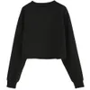 여성용 후드 스웨터 도매 - 외계인 인쇄 긴팔 여성 스웨터 2021 가을 플러스 벨벳 까마귀 크기 느슨한 캐주얼 짧은