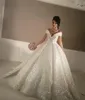 Vintage Arabic Ball Gown Long Wedding Dress Off Shoulder V neck Bridal Gown Plus Size Custom Made