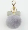 DHL free 100PCS bowknot fur pom keychain Real rex Rabbit Fur Ball Key chains fur key ring Key Chain For Bag