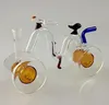 卸売ガラス喫煙水ギセルアクセサリー自転車形状高ホウケイ酸ガラス水ギセルHY-629