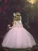 Сказочный новый дизайн розовый цветок девушка платья принцессы шапки рукава ruched с ручной работы цветы маленькие девочки вечеринка день рождения платья 2022