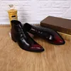 Lüks Erkek Elbise Ayakkabı Moda Tasarımcısı Eğlence Yüksek Üst Deri Ayakkabı Kısa Ayak Bileği Boot Bağlama Erkekler Boot Sivri Burun