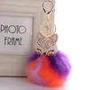 Cute Animal Pompom Key Pierścionki Biżuteria Dla Kobiet Futro Ball Rhinestone Brelok Torba Samochód Brelok Puszyste Keyfobs Uchwyt Party Prezent Kimter-B763S