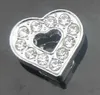 Wholesale 8mm 100pcs/lot Full Rhinestones Heart Slide letters DIY Charm Accessories fit for 8mm leather wristband bracelet 0004
