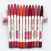 Partihandel Menow 12PC / Set Professionell Maquiagem Lip Liner Pencil Vattentät Natur Långvarig Trä Lipliner Pen Makeup Kosmetiska Verktyg