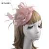 2017 New Pink Wedding Cappelli Piuma Accessori per la testa da sposa Copricapo nero sombrero boda chenlvxie cheveux