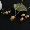 NUOVI set di gioielli etiopi 14K vero oro massiccio giallo GF Fashion African Boat semicerchio ciondolo catena orecchini orecchini anelli