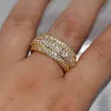 Victoria Wieck Gioielli di lusso fatti a mano 10KT Oro giallo riempito con zaffiro bianco pieno CZ Zirconia Pietre preziose di diamanti Donne Matrimonio Ban240T