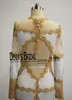 2015 robes de soirée de sirène de mode dentelle appliqued col haut manches longues pure coupe côté et fendue inspirée par Oved Cohen robes de bal