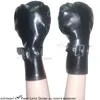 Accessoires de déguisement de gants en Latex Sexy noir avec boucles de ceinture mitaines en caoutchouc de Bondage fétiche grande taille 0002303B