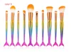 3d sjöjungfru svansform blandning makeup borste 10st / uppsättning foundation kosmetisk borste tråd kosmetisk smink platta sjöjungfru regnbåge borstar set