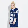 도매 - JasonPlay 한국 스타일 섹시한 느슨한 힙합 티셔츠 여름 스팽글 드레스 여성 캐주얼 긴 디자인 탑 하라주쿠 티셔츠