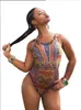 Costumi da bagno da donna 2017 Sexy donna sudafricana Stampa costume intero da donna Costume da bagno senza schienale progettato con taglio alto Monokini vintage da spiaggia