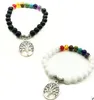 New 7 Chakra Bracciale Uomo Black Lava Healing Balance Beads Reiki albero della vita Preghiera Bracciale Yoga in pietra naturale per le donne