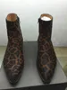 Leopard Mens Biker Boots Western Wyatt Shoes Plus Size 46 Men's Genuine leather Fashion Chelse Boots for men