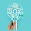 Handy Mini Portable Outdoor Electric Fans Handhållen Fällbar fläkt med LED-lampor Trådlös USB med batteri Uppladdningsbart godis 6 färger