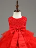 Wholesale-生まれた幼児の女の子のウェディングドレス赤ちゃんの女の子の最初の誕生日のドレスのためのweare wear赤いvestido