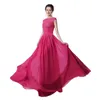 Jurk Long Party Vestido Festa Longo Noite Casamento Hot Pink Chiffon Prom Dress Goedkope Avondjurken gemaakt in China