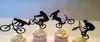 Custom BMX Bicycle Silhouette toppers cupcake Addio al nubilato Orlo notte musica Forniture per feste matrimonio compleanno baby shower Decorazione per feste