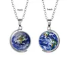 Double Side Earth World Map Tellurion Ocean Roterbar Glas Halsband Dome Halsband Pendants För Kvinnor Lady Smycken Gift