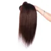 Prix de gros de cheveux humains brésiliens # 2 Bundles de cheveux raides brun foncé Extensions de cheveux raides de couleur moka Bundle péruvien vierge brun