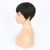 Perruque courte Pixie sans dentelle avec frange, cheveux naturels brésiliens vierges, sans colle, pour femmes noires, 8281050