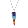 7 Chakra Stone Yoga Necklace Raw Quartz Natural Stones Dowsing Pendulum Necklaces Reiki Rainbow Jewelry Woman's Gift