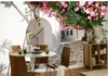 High Quality Costom 3D European Vintage Romantic Street Rose Fresco TV Background Wall