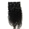 Clip péruvien des extensions de cheveux 100g 100g 8pcs Kinky Curly Clip Afro-Afro-américain dans les extensions de cheveux humains