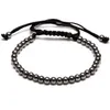 Hommes 4mm titane acier boules perles tressage macramé Bracelet pulseras bracelet homme bracelet à breloques pour meilleur ami