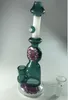 New Fashion Glass Water Pipes With Glass Banger Bongs Dark Green Water Pipes Handmade Perclator Recycler Oil Rigs Glass Bongs Hookahs