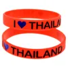 100 pièces j'aime la thaïlande Bracelet en caoutchouc de Silicone décoration Logo rouge taille adulte parfait à utiliser dans n'importe quel cadeau d'avantages