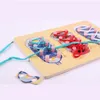 Cute Learn Tie Shoe Lace Toy Teaching Toy Wooden Puzzles Board Lacing Shoelace Kids Early Education Montessori Toy