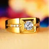 High Grade CAR Diamond 24K Gold Plated Ring With Man's Domineering Tyrant Super Shiny Synthetic Diamond Men Ring