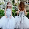 Gray Lace Up Girls Pageant-jurken met riemen tule tutu rok bloem meisje jurken voor bruiloft baby meisjes verjaardag partij communie jurk