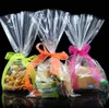 300 sztuk / partia Przezroczyste Design Klej Torba Cookies DIY Torba Prezent na Boże Narodzenie Wedding Party Candy Food Packaging Torba 12 * 25 cm