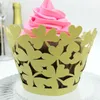 Bruiloft Gunsten Lucky Leaf Laser Cut Kant Cream Cup Cake Wrapper Cupcake Wrappers voor Bruiloft Verjaardag Partij Decoratie 12pc Per Lot