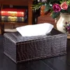 Whole- Crocodile Style Tissue Box Cover Home PU Leather Napkin Paper Holder Case High Quality For Kitchen Bedroom Creative Tis205W
