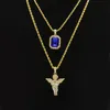 Iced Out Ruby Necklace مجموعة العلامة التجارية Micro Ruby Angel Jesus Wing Pendant Nep Hop Necklace Male Male Male Chole217L
