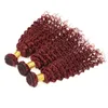 Bourgogne Cheveux Brésiliens Armure 3 Bundles # 99j Vin Rouge Profonde Vague Bouclée Extensions de Cheveux Humains 3 Pcs Lot Aucun Enchevêtrement Aucun Hangar Livraison Gratuite