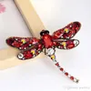 Vintage Full Rhinestone Dragonfly Brooches Pins Multicolors Crystal Animal Costume Pin Breastpin Party Dress Jewelry Birthday Gift