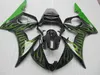 Free customize fairing kit for Yamaha YZF R6 03 04 05 green flames black fairings set YZF R6 2003 2004 2005 OT30