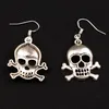 Halloween Skull Dangle Chandelier Earrings 925 Silver Fish Ear Hook 30pairs/lot E982 43.4x22.5mm