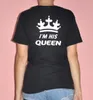 Pareja novedad Lover039s camiseta creativa impresa Rey reina letra Tops hombres mujeres corona Oneck camisetas 2017 Summer2578718