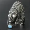 2pcs / mycket nyaste design amerikansk indisk cool ring 316l rostfritt stål mode smycken biker stil band fest blå sten ring